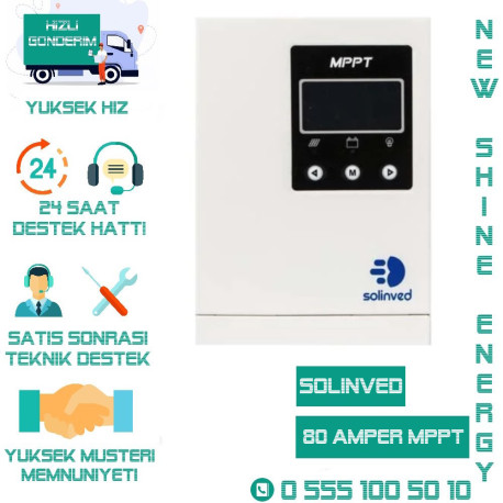 SOLİNVED 80 AMPER 12/24/48 VOLT MPPT ŞARJ KONTROL CİHAZI