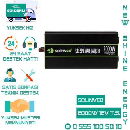 SOLİNVED 2000 WATT 12 VOLT TAM SİNÜS İNVENTER